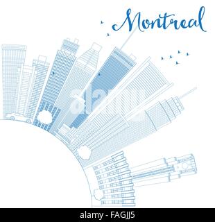 Outline Montreal skyline with blue buildings and copy space. Vector illustration. Business travel and tourism concept Stock Vector