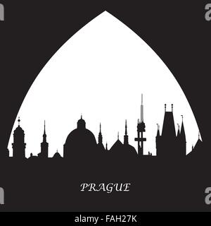Prague icon in black and white, element or symbol for design. Stock Vector
