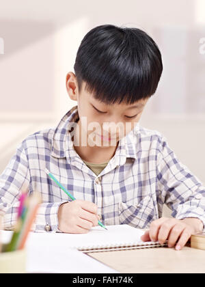 asian child studying at home Stock Photo