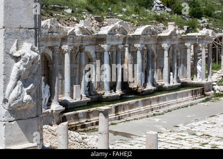 Antoninus Fountain of Sagalassos in Isparta, Turkey. Stock Photo