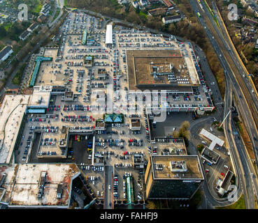 Aerial view, RheinRuhrZentrum, Rhein-Ruhr-Zentrum on the A40, the shopping center on the city boundary between Essen and Mülheim Stock Photo