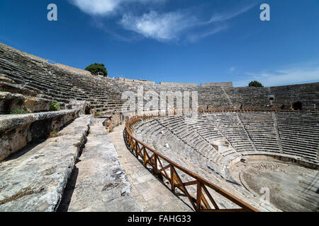 Amphitheatre of Hierapolis in Denizli, Turkey. Hierapolis was an ancient Greco-Roman city in Phrygia. Stock Photo