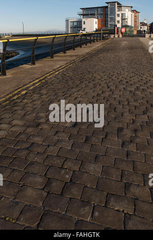 Waterfront Apartments and pier at Knott End in Lancashire Stock Photo