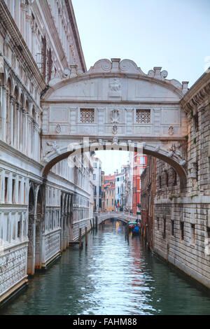 Bridge of sighs in Venice, Italy at the sunrise Stock Photo