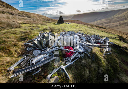 Wreckage of WWII Canadian Air Force Wellington Bomber R 1465 at Waun Rydd in the Brecon Beacons South Wales UK Stock Photo