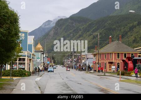 Main street in the town of Skagway, Alaska, USA Stock Photo