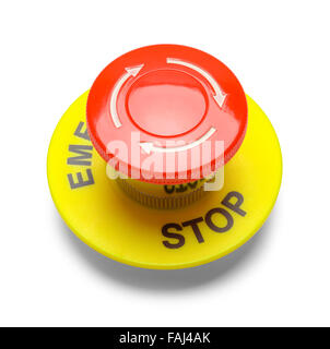 Large Red Emergency Stop Button Isolated on a White Background. Stock Photo