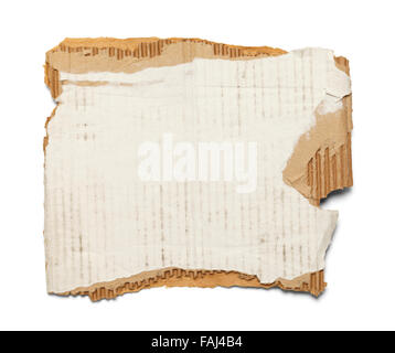 Old Worn Piece of Cardboard with Copy Space Isolated on a White Background. Stock Photo