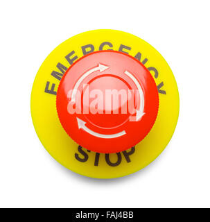 Large Red Emergency Stop Button Isolated on a White Background. Stock Photo