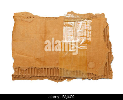 Torn Piece of Cardboard with Copy Space Isolated on a White Background. Stock Photo