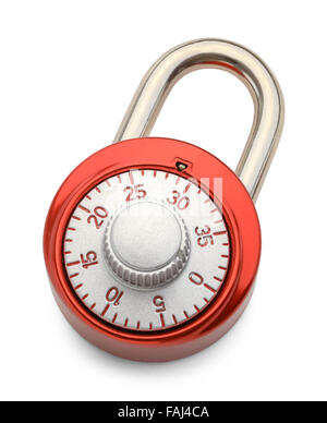 Red Combination Lock Isolated on a White Background. Stock Photo