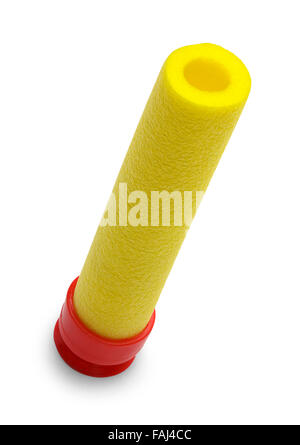 Single Yellow Toy Sponge Dart Isolated on a White Background. Stock Photo