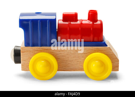 Kids Play Toy Train Engine Isolated on a White Background. Stock Photo