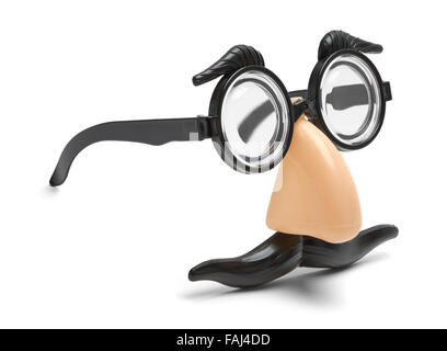 Funny Nose, Glasses and Mustache Disguise Isolated on a White Background. Stock Photo