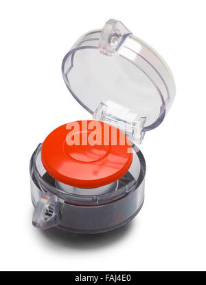 Large Red Push Button Isolated on a White Background. Stock Photo