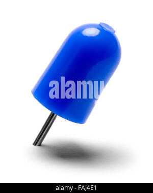 Blue Thumbtack Pin Isolated on a White Background. Stock Photo