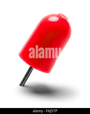 Red Thumbtack Pin Isolated on a White Background. Stock Photo