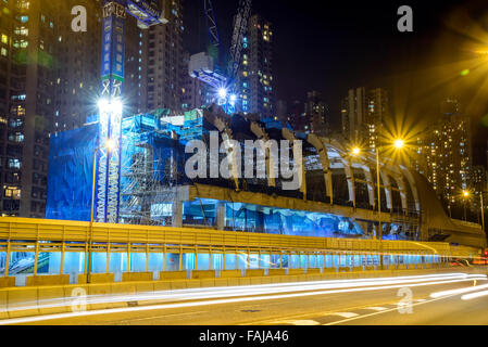 Construction of the new MTR West Island Line,  Hong Kong’s new railway network for 2016, Hong Kong, China. Stock Photo