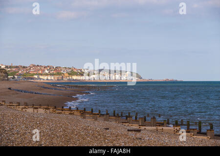 Hastings Seafront from Bexhill, England, United Kingdom Stock Photo