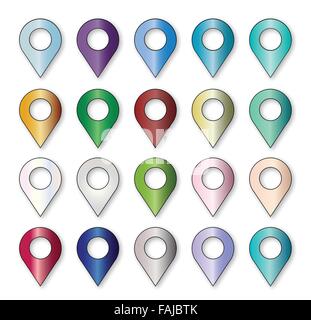 A collection of red we are here icons and store location indicators for map and other references Stock Vector