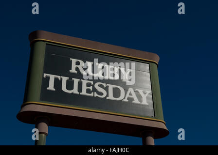 Ruby Tuesday Restaurant sign USA Stock Photo
