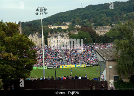 Crowd of rugby spectators waiting for the match to start, The Recreation Ground (the Rec) Bath Spa Somerset UK Stock Photo