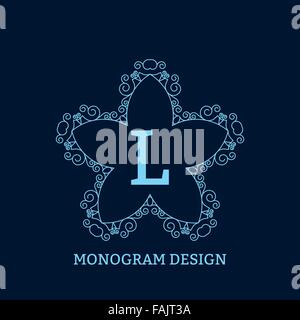 Blue Simple Monogram Vector illustration of the linear blue monogram Stock Vector Image ...