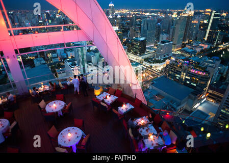 Red Sky Restaurant Rooftop. Bangkok. Thailand. On the top floor of the Centara Grand skyscraper in the city centre. The view  Ch Stock Photo