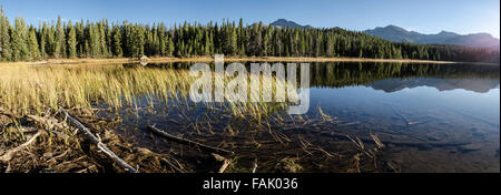 A panoramic shot of Bierstadt Lake in the Rocky Mountains Stock Photo