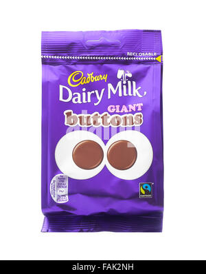 Cadbury Dairy Milk Giant Buttons on a White Background Stock Photo