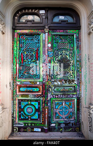 colourful entry door in Paris, France Stock Photo