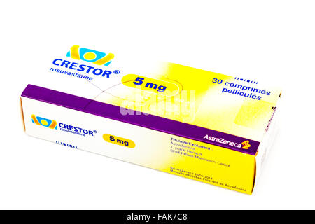 statin statins Crestor Rosuvastatine rosuvastatin is a cholesterol-lowering drug that treats heart disease box medical medicine Stock Photo