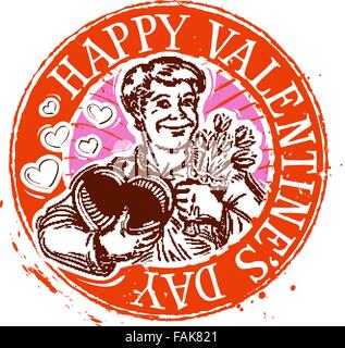 happy Valentine's day stamp Stock Vector