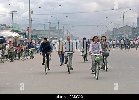 Cyclists in Hohhot, capital of Inner Mongolia, Autonomous region, Northern China Stock Photo