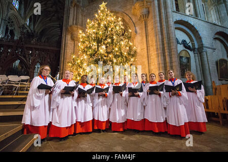 The Ely Cathedral Girls' Choir rehearsing for this weekends Christmas concert. Stock Photo