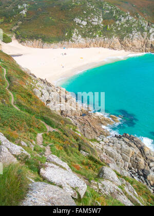 Porthcurno Beach, Cornwall, England, UK in Summer Stock Photo