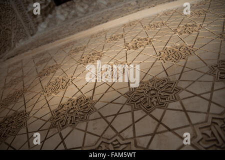 Arabic geometrical decoration on plaster. Closeup view Stock Photo