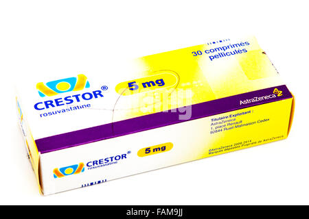 statin statins Crestor Rosuvastatine rosuvastatin is a cholesterol-lowering drug that treats heart disease box medical medicine Stock Photo