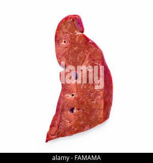 Fresh raw veal liver isolated on white, top view Stock Photo