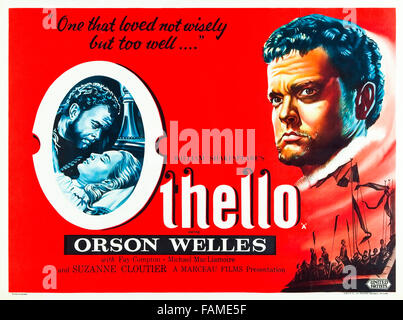 Othello (1951) directed by Orson Welles and starring Orson Welles, Micheál MacLiammóir, Robert Coote and Fay Compton. Welles overcomes production difficulties and a low budget in his adaptation of Shakespeare’s Othello which includes his own star performance as the moor of Venice. Stock Photo