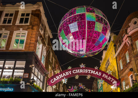 Christmas lights on Carnaby Street, London UK. Stock Photo