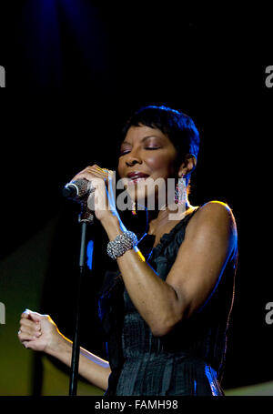 Jan. 1, 2016 - File - Singer NATALIE COLE, the daughter of music great Nat King Cole who became a recording star in her own right with hits that spanned three decades, died at a hospital Thursday night in Los Angeles. She was 65 years old. The singer had battled drug problems and hepatitis in the past, and underwent a kidney transplant in 2009. Pictured: Nov 06, 2009 - Delray Beach, Florida, USA - Singer Natalie Cole performs at the Boca Raton Resort & Club for the 20th Annual Pro-Celebrity Gala during the Chris Evert/Raymond James Pro-Celebrity Tennis Classic. (Credit Image: © Susan Mullane/Z Stock Photo