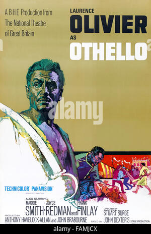 'Othello' 1965 movie starring Laurence Olivier and directed by Stuart Burge, photograph of original restored UK theatrical one sheet poster. ***EDITORIAL USE ONLY*** Credit: BFA / Eagle Films Stock Photo
