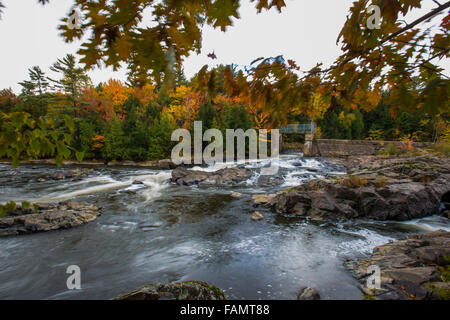 Spectacular, colorful autumn landscape in  Parc Regional de la Riviere-du-Nord, Canada, Quebec Stock Photo