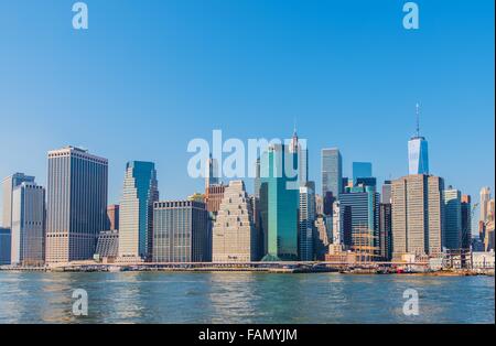Manhattan New York sunny skyline East River NYC USA Stock Photo - Alamy