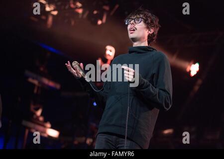 Rosemont, Illinois, USA. 30th Dec, 2015. Singer DANIEL ARMBRUSTER of Joywave performs live during the Reaction New Years Eve show at Donald E. Stephens Convention Center in Rosemont, Illinois © Daniel DeSlover/ZUMA Wire/Alamy Live News Stock Photo