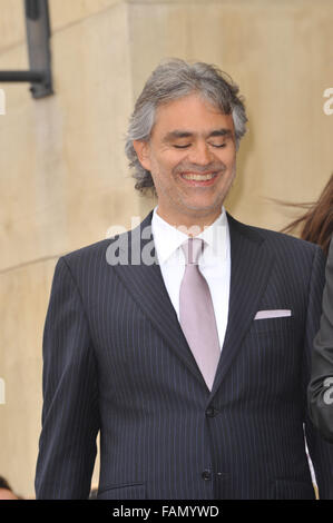 LOS ANGELES, CA - MARCH 2, 2010: Andrea Bocelli on Hollywood Boulevard where he was honored with the 2,402nd star on the Hollywood Walk of Fame. Stock Photo