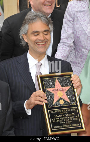 LOS ANGELES, CA - MARCH 2, 2010: Andrea Bocelli on Hollywood Boulevard where he was honored with the 2,402nd star on the Hollywood Walk of Fame. Stock Photo