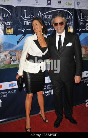 LOS ANGELES, CA - MARCH 1, 2010: Andrea Bocelli & wife Veronica Berti at the premiere of his movie 'Andrea Bocelli: The Story Behind the Voice' at Grauman's Chinese Theatre, Hollywood. Stock Photo