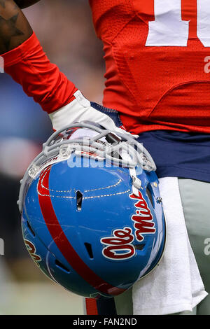 January 01, 2016 - Ole Miss Rebels helmet during the game between the Ole Miss Rebels and the Oklahoma State Cowboys at the Mercedes-Benz Superdome in New Orleans, LA. Stephen Lew/CSM Stock Photo